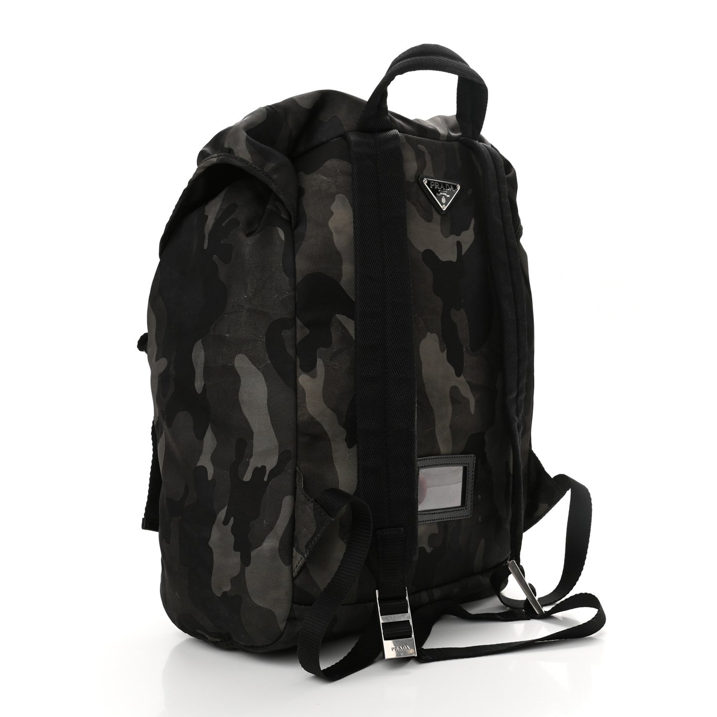 Tessuto Nylon Camouflage Print Double Buckle Backpack Fumo