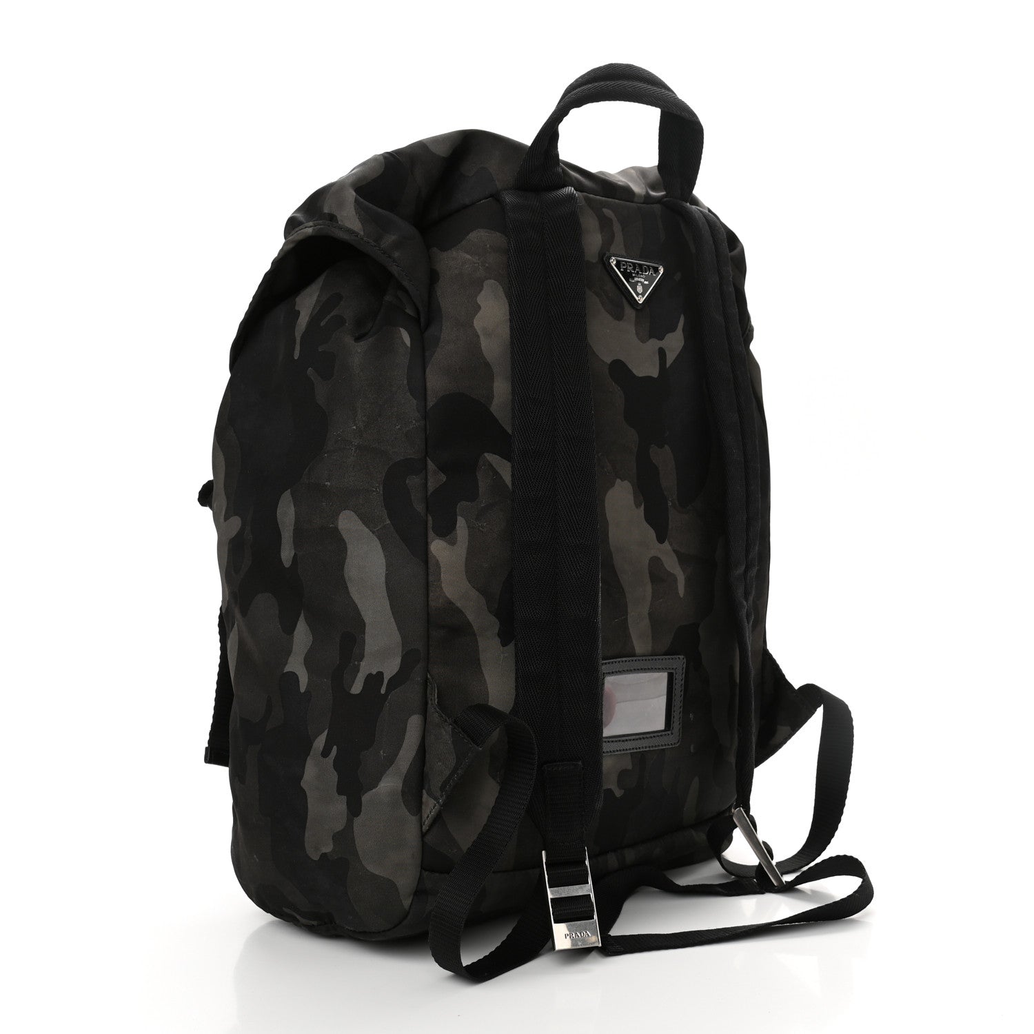 Prada Tessuto Nylon Camouflage Print Double Buckle Backpack Fumo 3 of 11