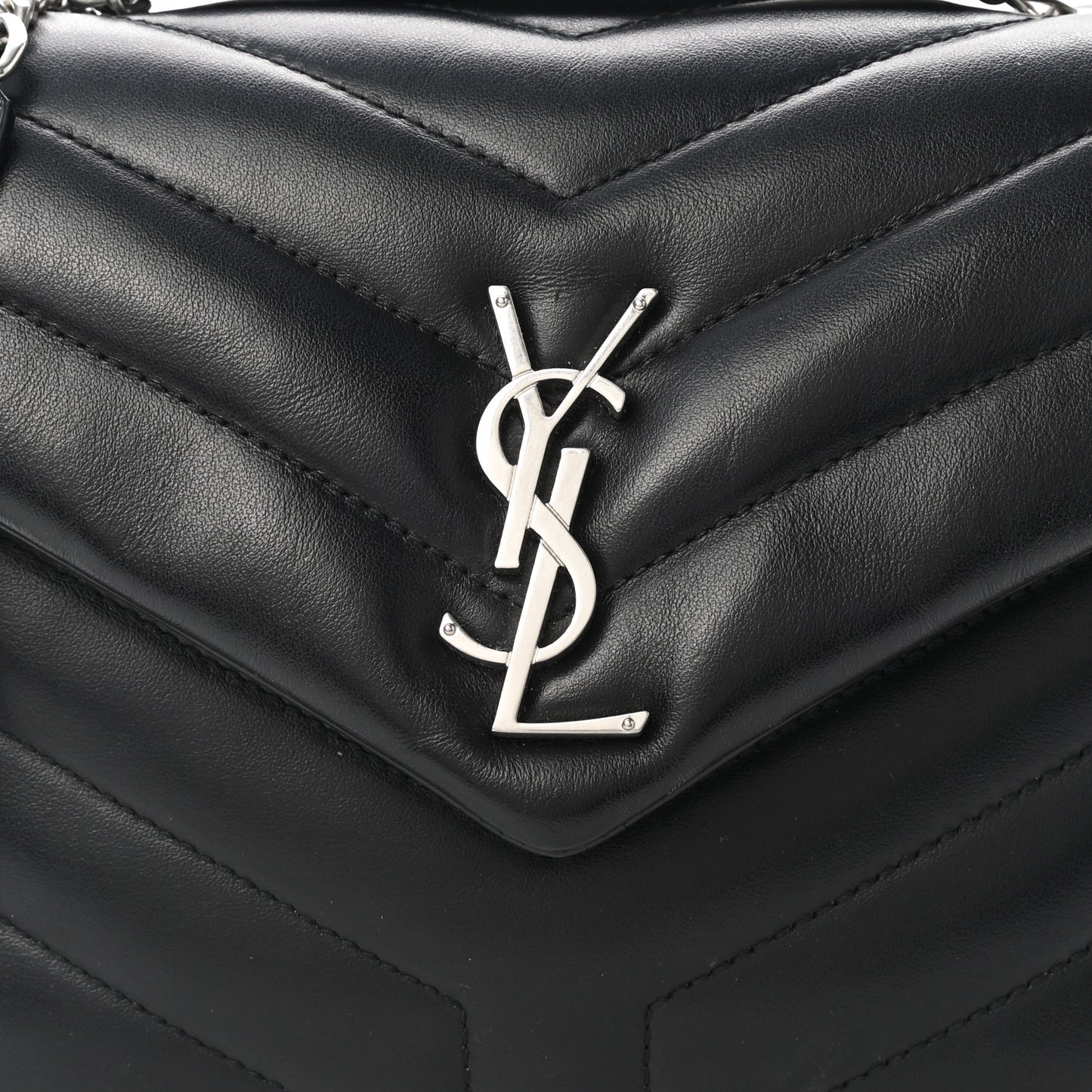 Calfskin Y Quilted Monogram Small Loulou Chain Satchel Black