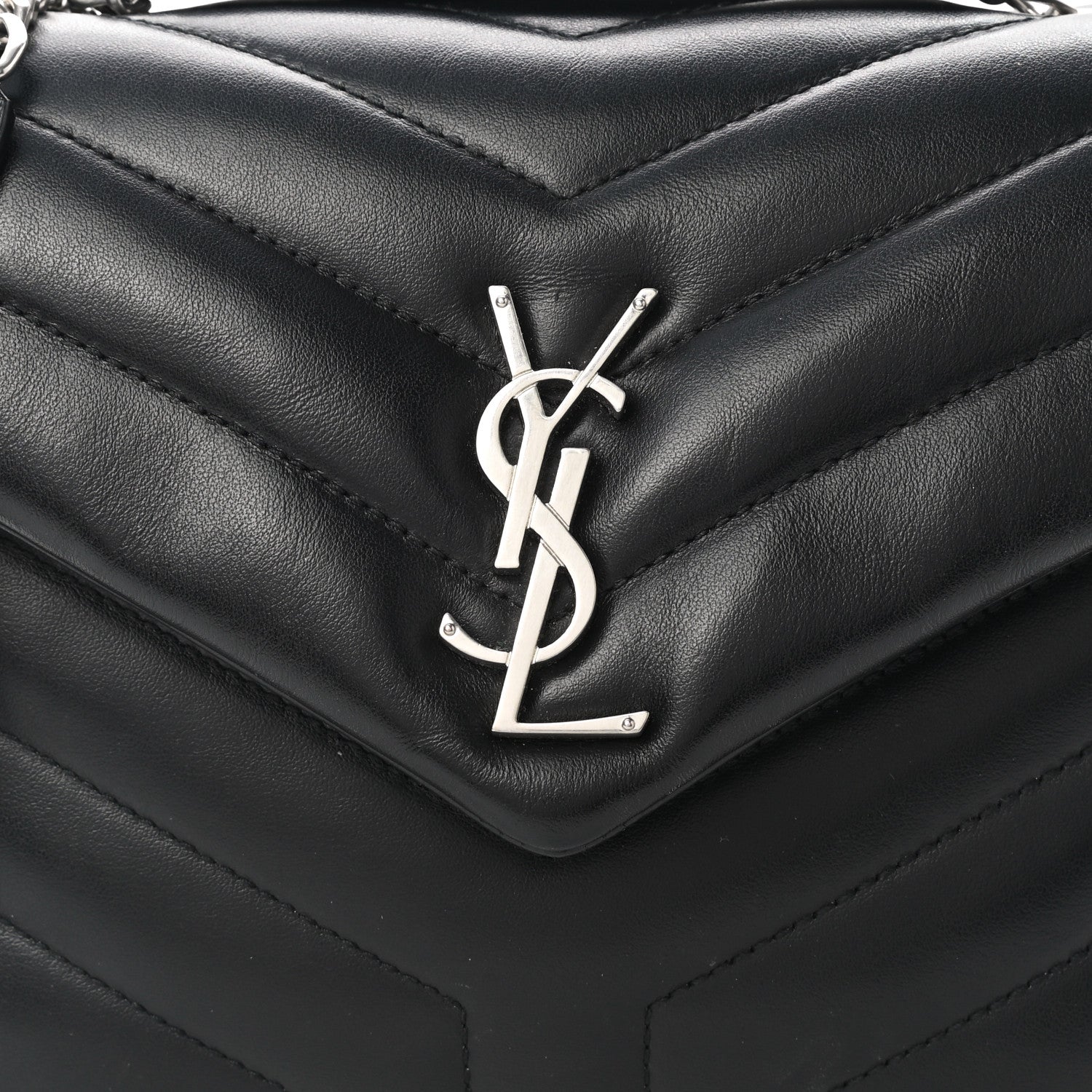 Saint Laurent Calfskin Y Quilted Monogram Small Loulou Chain Satchel Black 5 of 10
