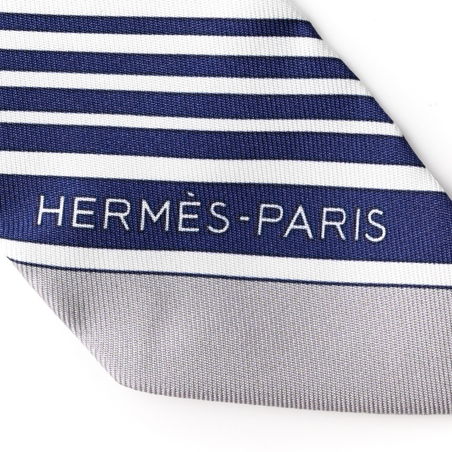 Hermes Silk Ex-Libris Twilly White Marine Gris 2 of 6