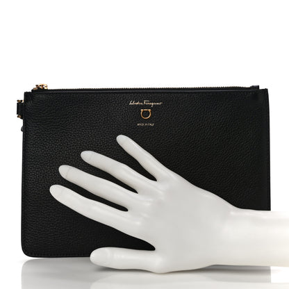 Salvatore Ferragamo Calfskin Wristlet Clutch Black 2 of 8