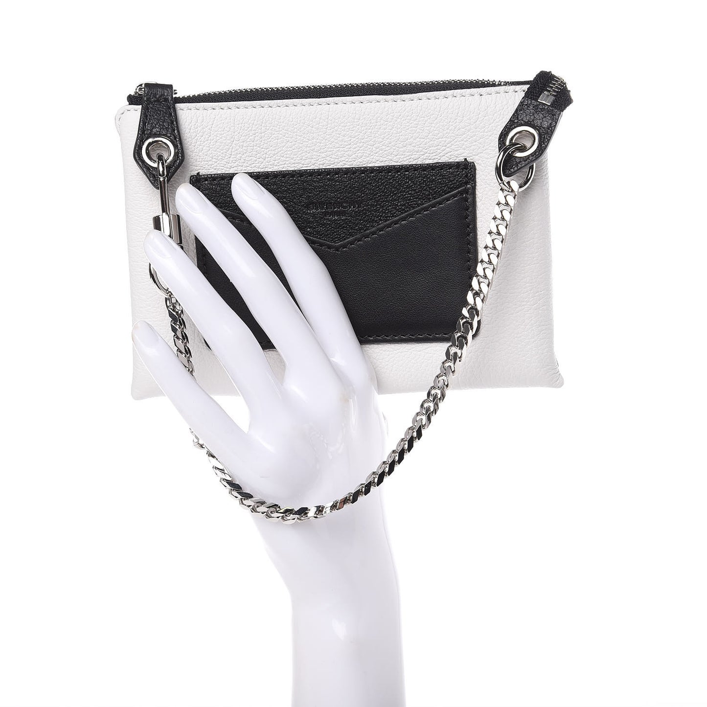 Calfskin Duetto Pouch Black White