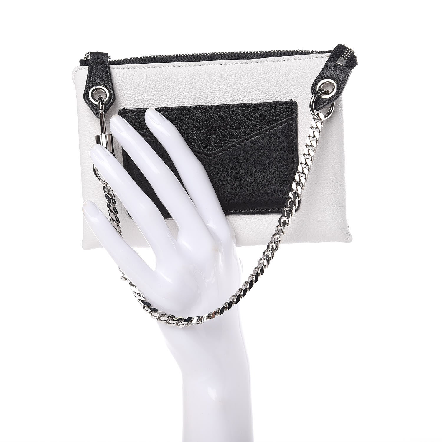 Givenchy Calfskin Duetto Pouch Black White 2 of 11