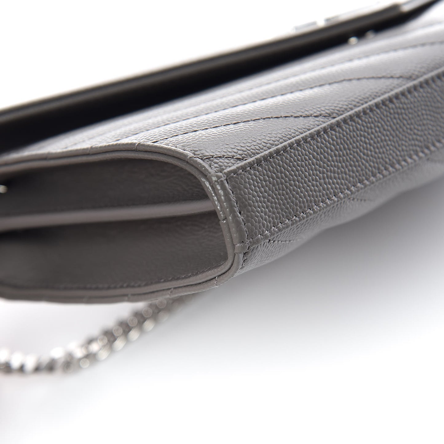 Grain De Poudre Matelasse Chevron Monogram Chain Wallet Fog