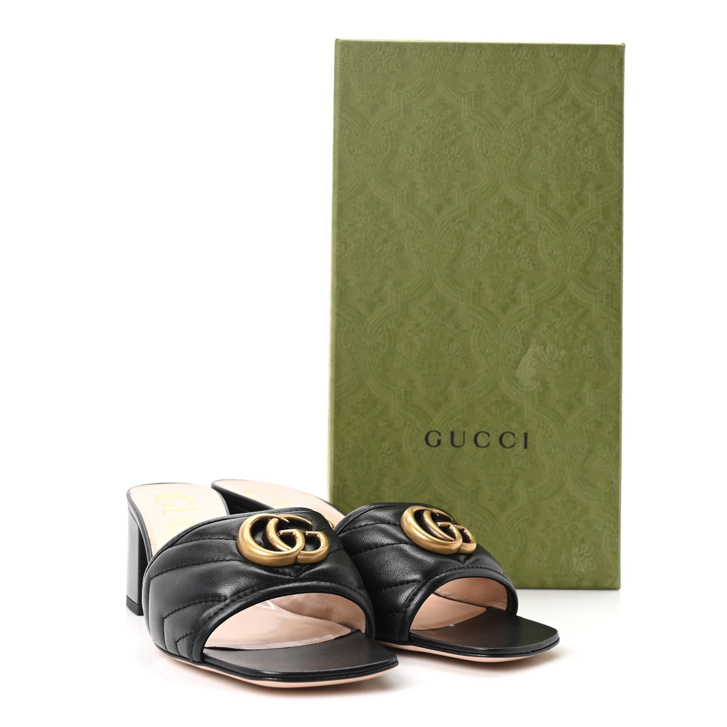 Nappa Matelasse GG Marmont 55mm Slide Sandals 36.5 Black