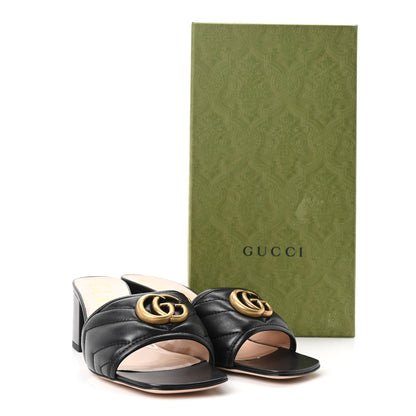 Gucci Nappa Matelasse GG Marmont 55mm Slide Sandals 36.5 Black 10 of 10