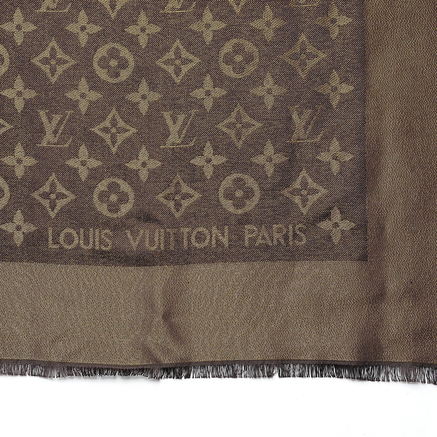 Louis Vuitton Silk Lurex Wool Monogram Shine Shawl Brown 4 of 5