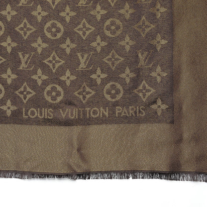 Louis Vuitton Silk Lurex Wool Monogram Shine Shawl Brown 4 of 5
