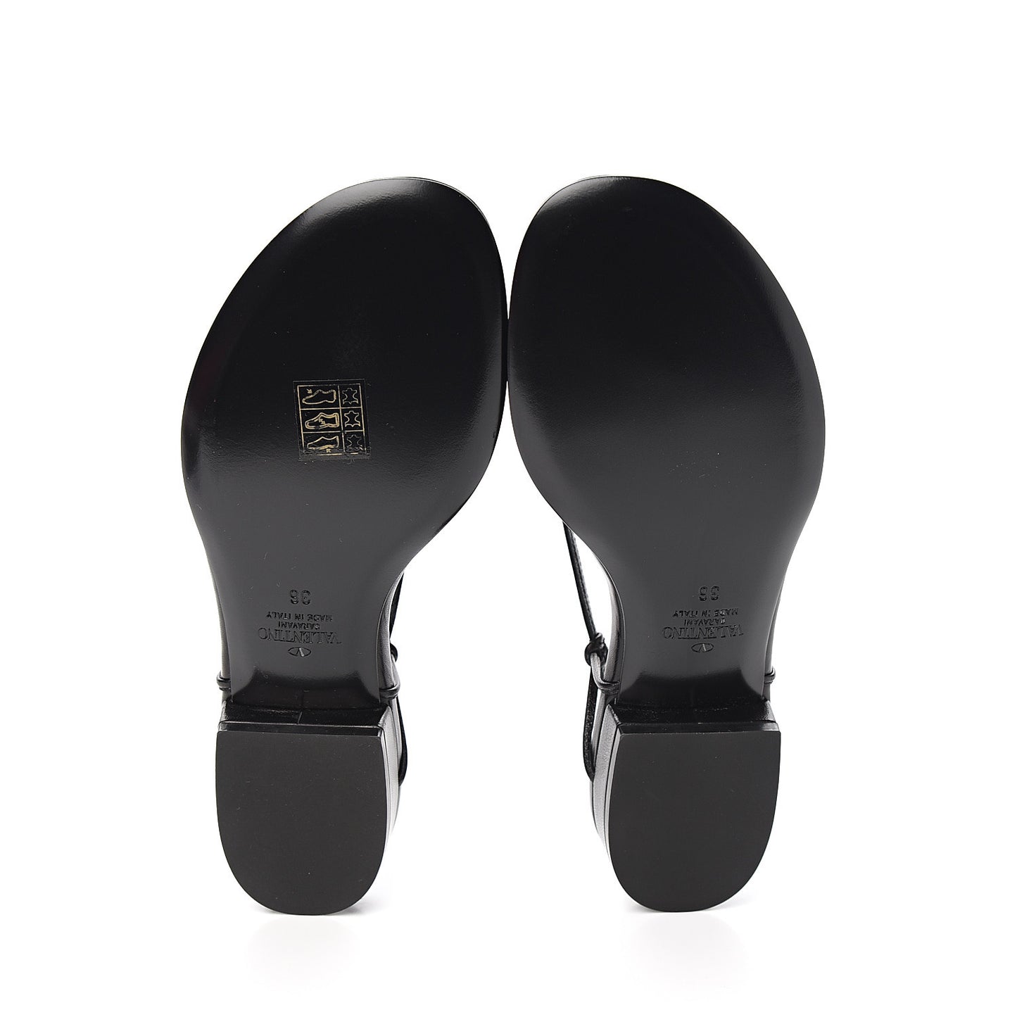 Calfskin Vlogo Slingback Low Heel Thong Sandals 36 Black