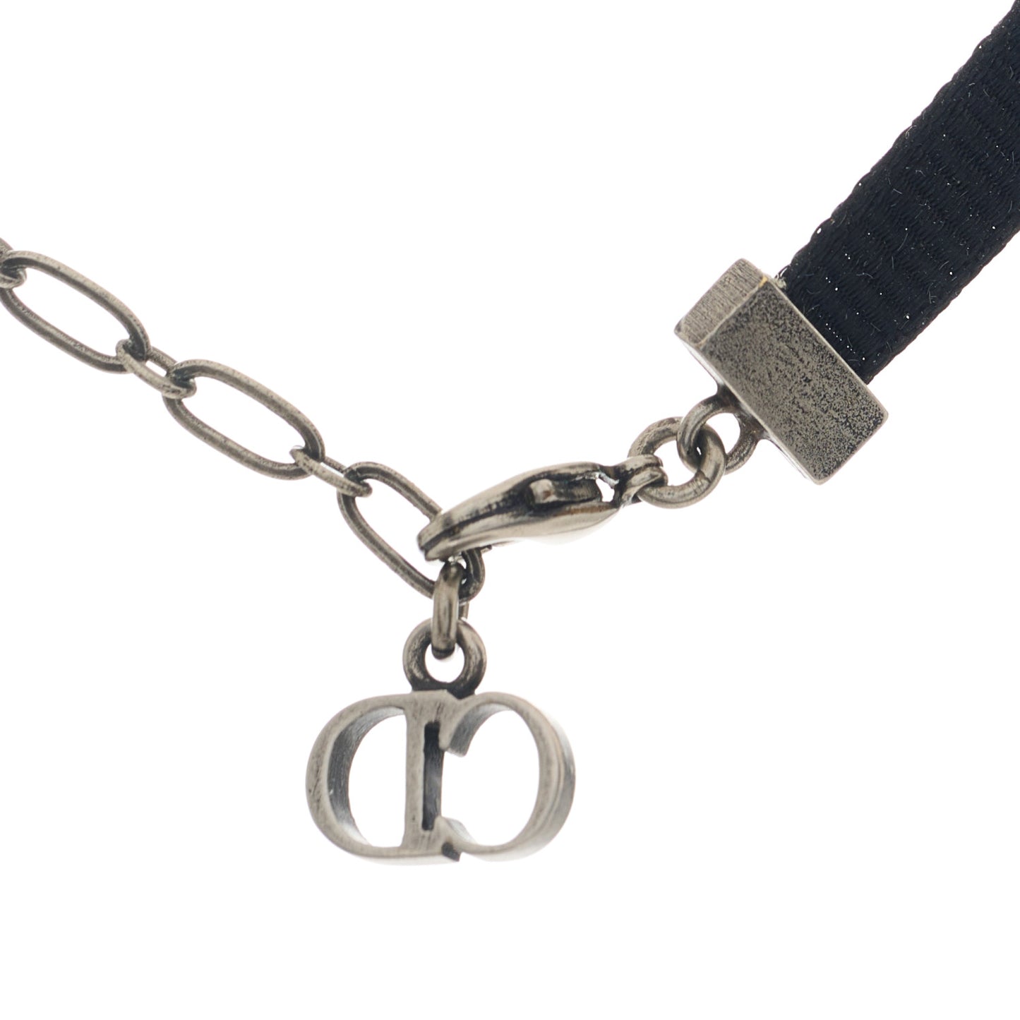 Grosgrain Ribbon Turquoise J'Adior Logo Choker Necklace Black