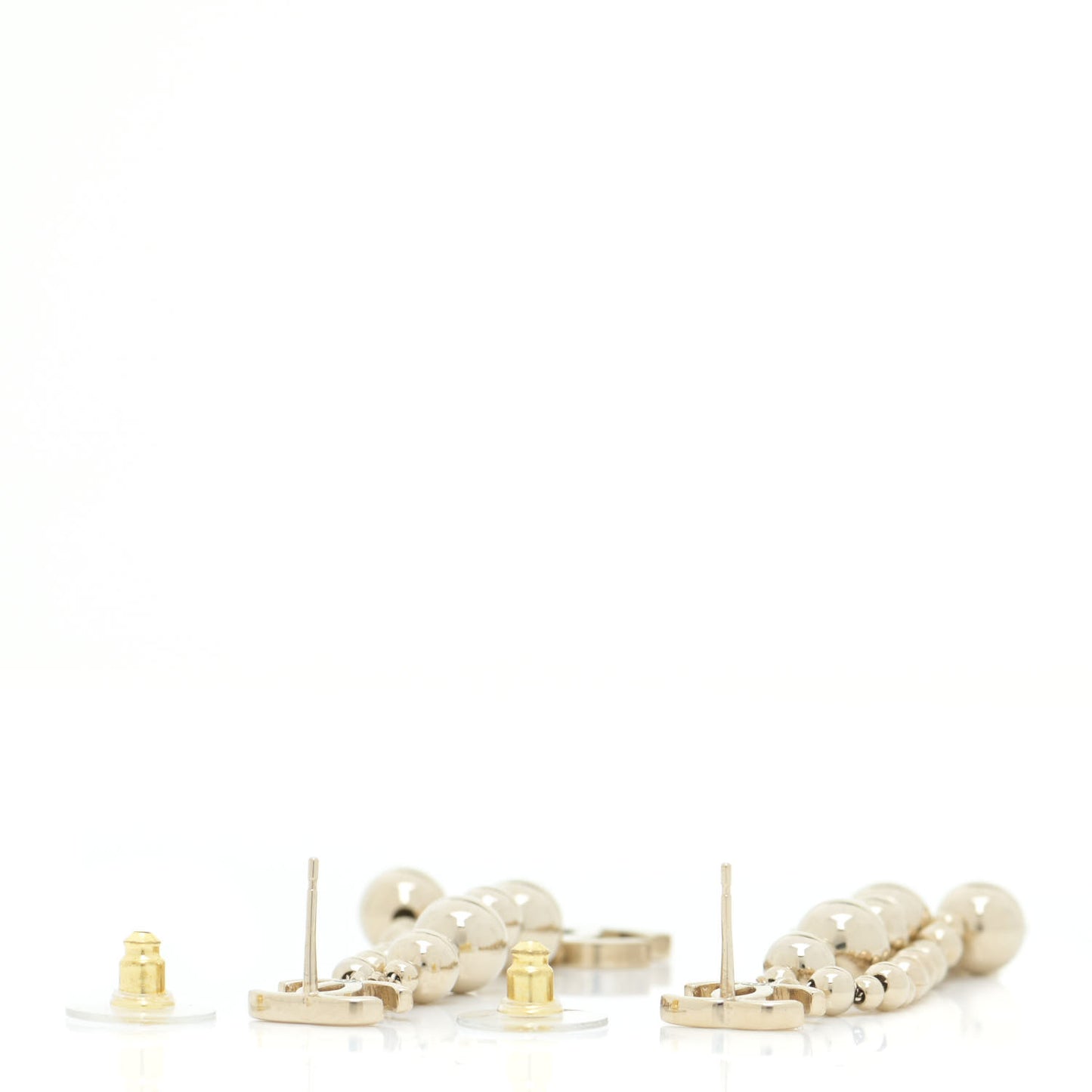 Metal CC Bead Drop Earrings Gold