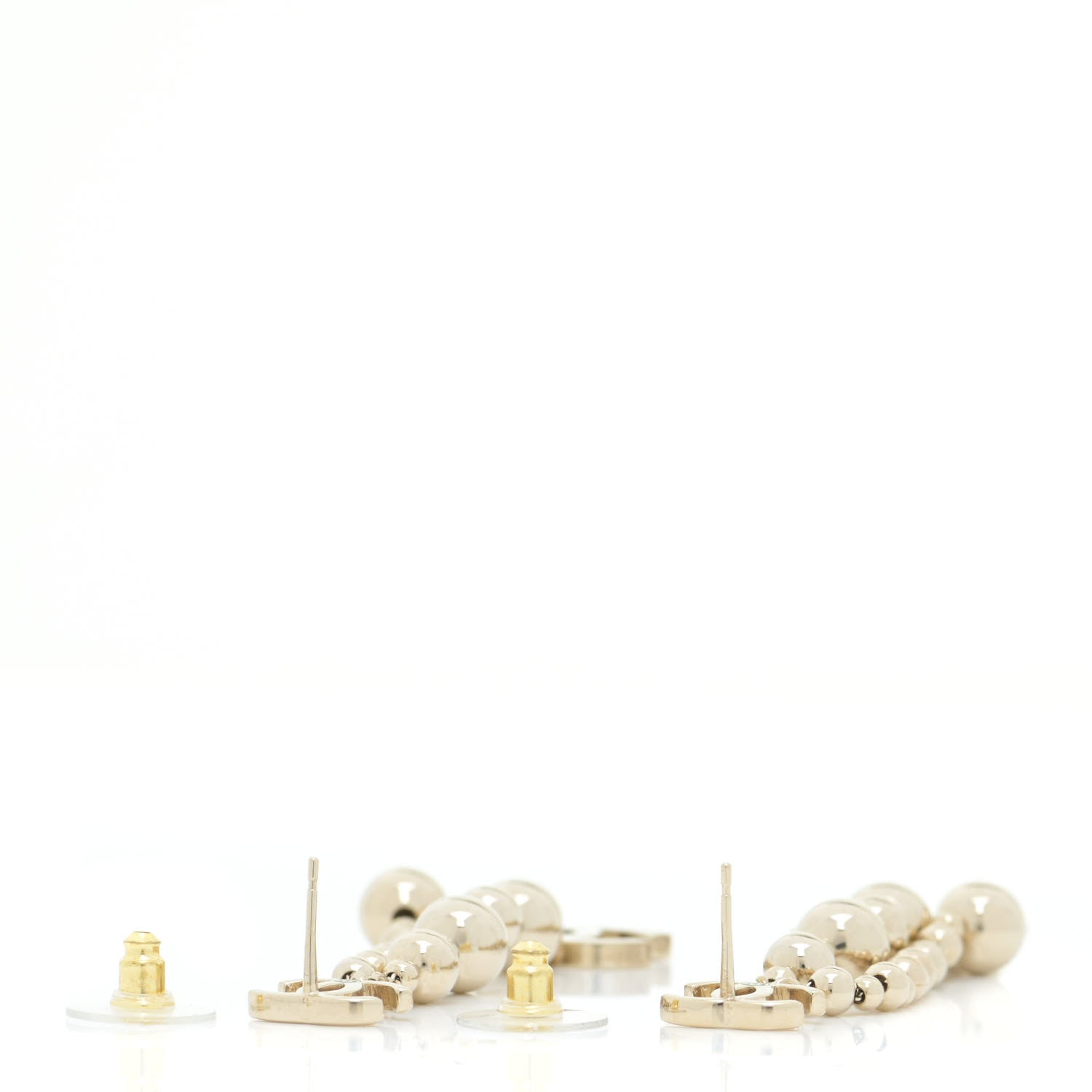 Chanel Metal CC Bead Drop Earrings Gold 3 of 5