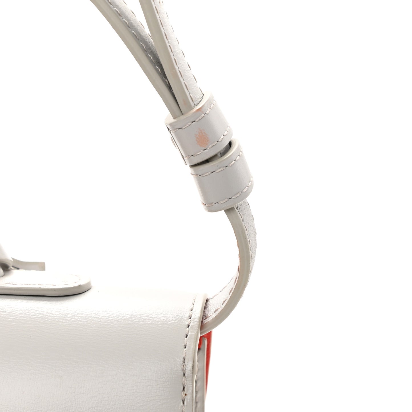 Calfskin MM Brillant Satchel Light Grey Red