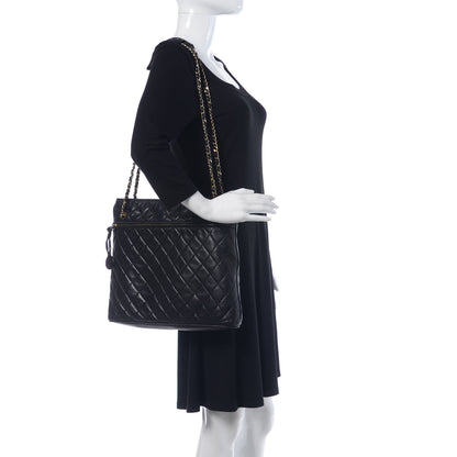 Chanel Lambskin Quilted Shopping Tote Black 2 of 13