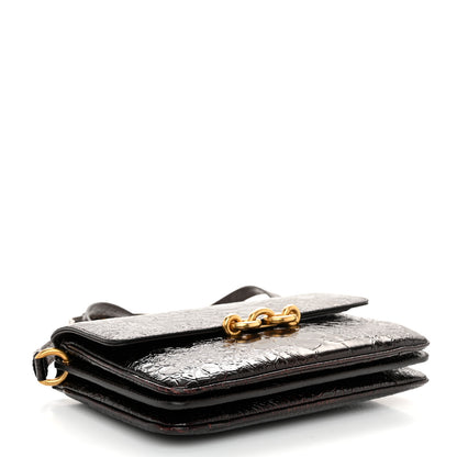Saint Laurent Shiny Crocodile Embossed Calfskin Le Maillon Satchel Coffee 4 of 10