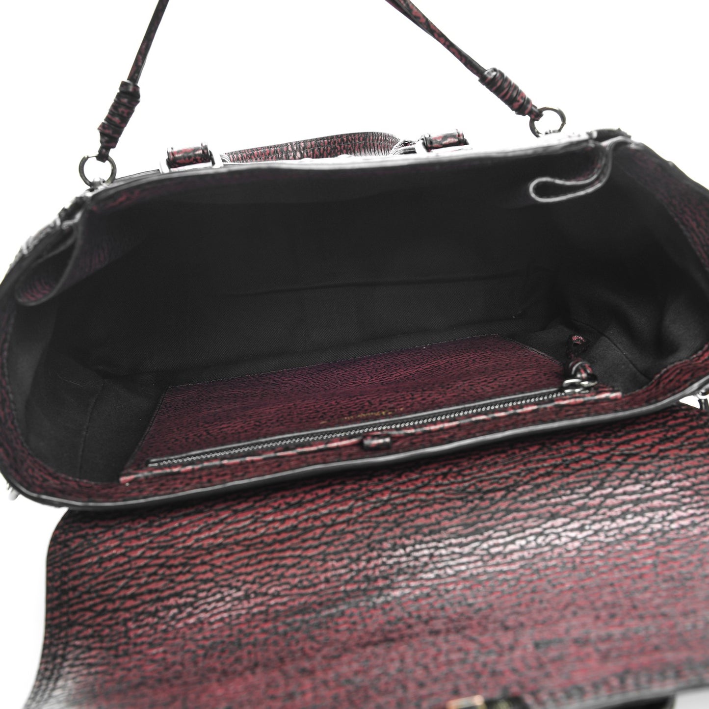 3.1 Calfskin Medium Pashli Satchel Black Maroon