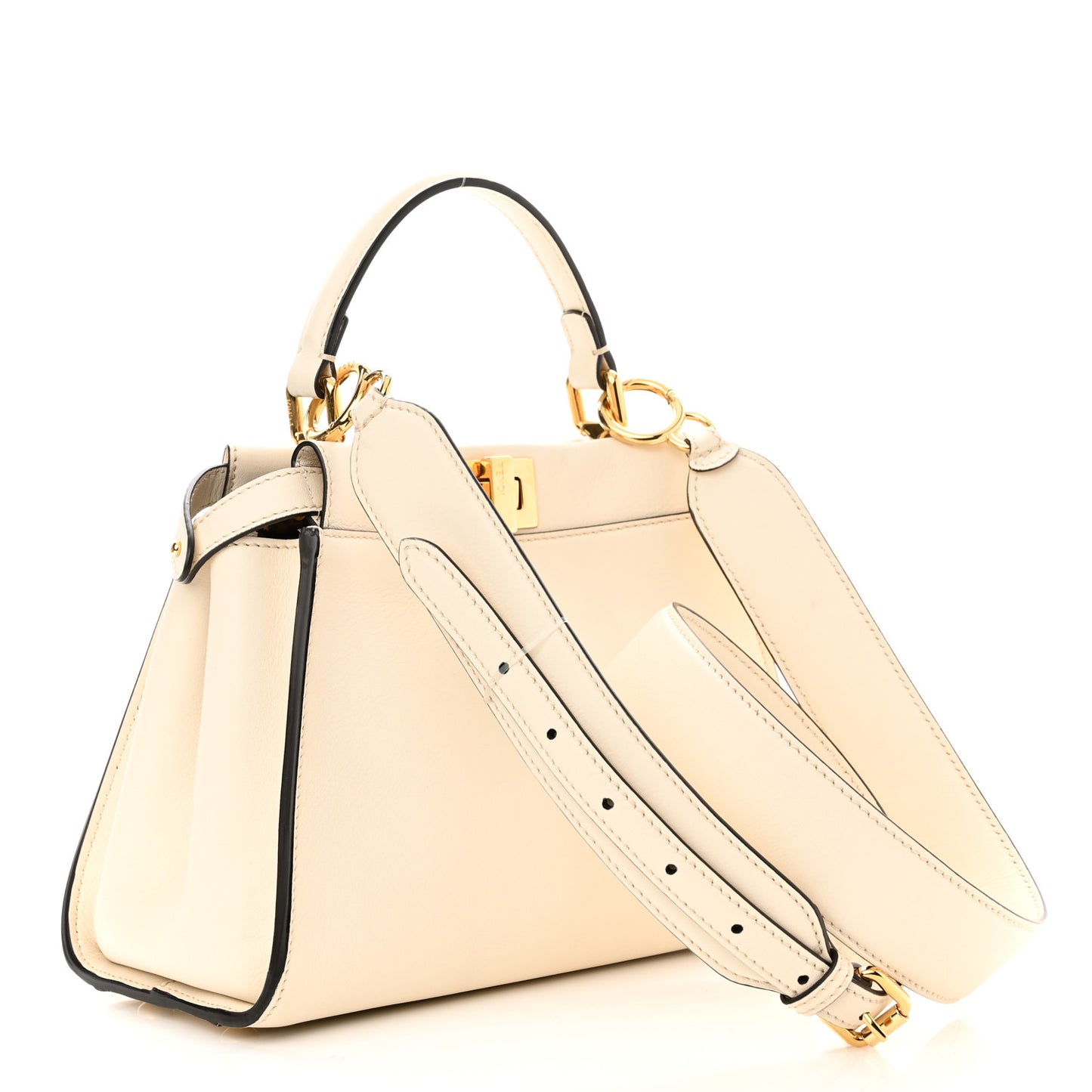 Vitello Seta Suede FF Mini Peekaboo Iconic Satchel Uovo Sigaro Marrone