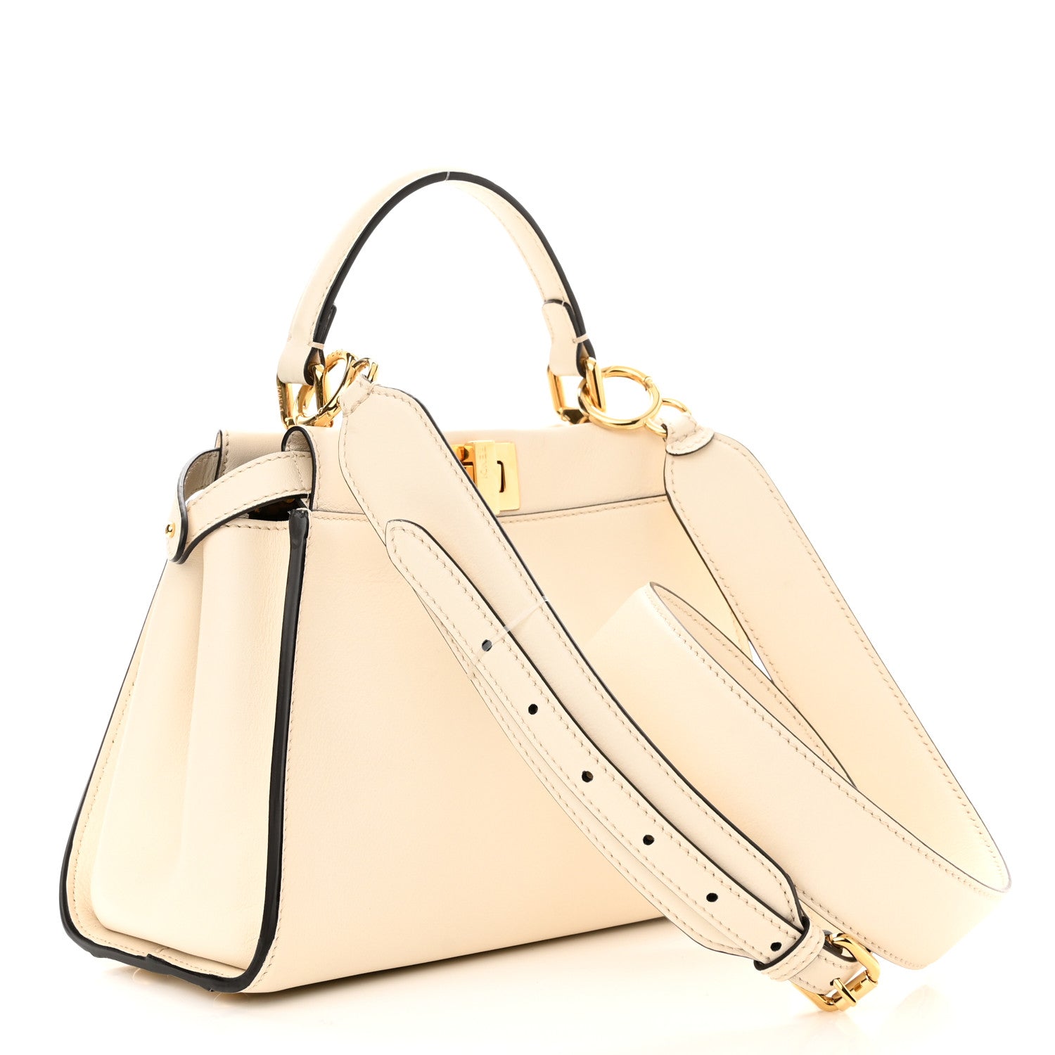 Fendi Vitello Seta Suede FF Mini Peekaboo Iconic Satchel Uovo Sigaro Marrone 5 of 10
