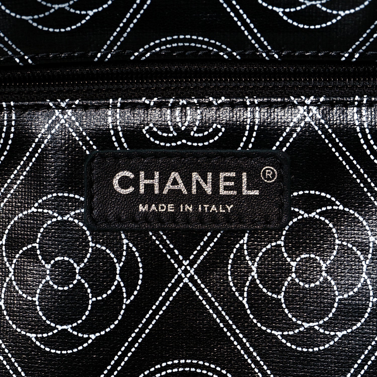 Chanel Coated Canvas Camellia Large Shopping Tote Black Beige 6 of 10