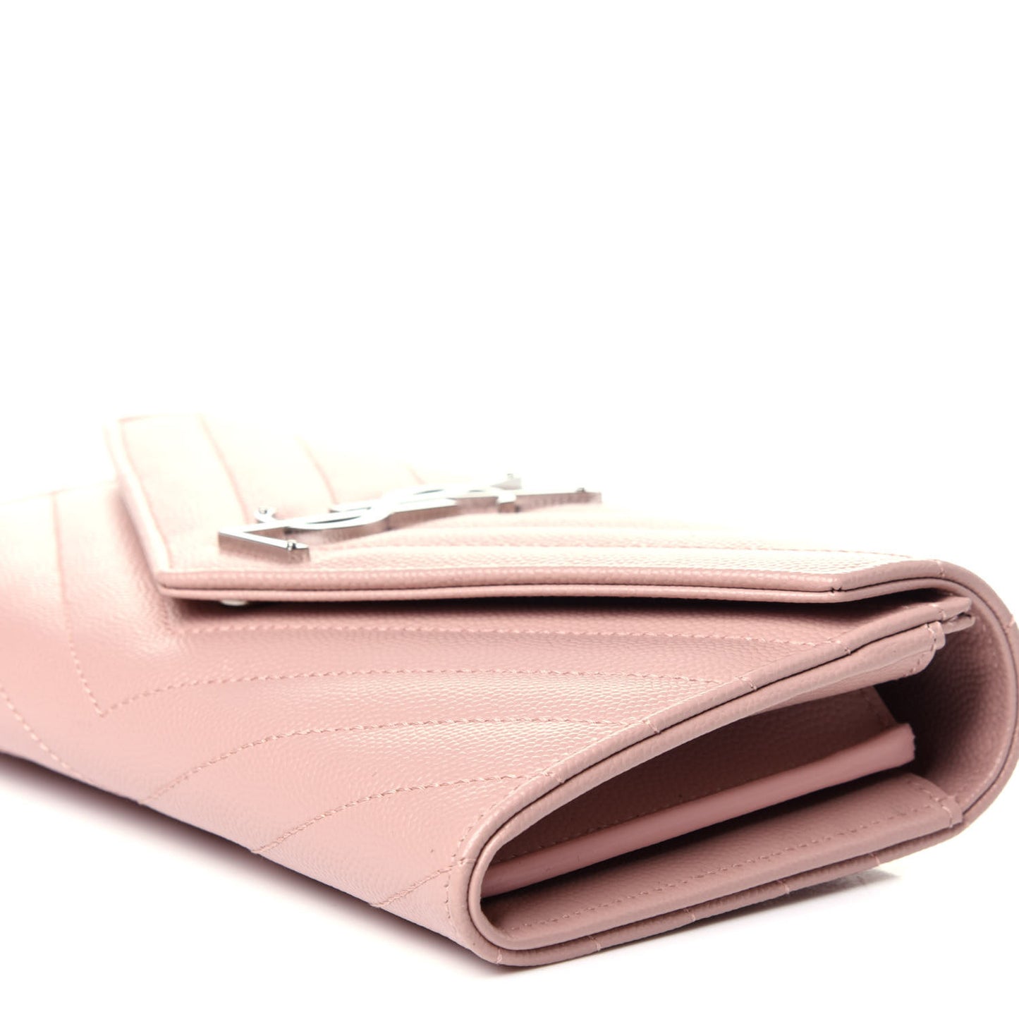 Grain De Poudre Matelasse Chevron Monogram Flap Wallet Pale Pink