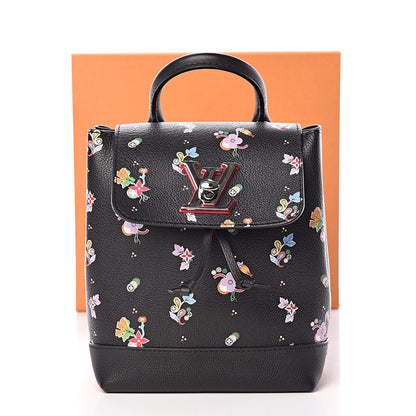 Louis Vuitton Calfskin Flower Lockme Mini Backpack Black Multicolor 9 of 9