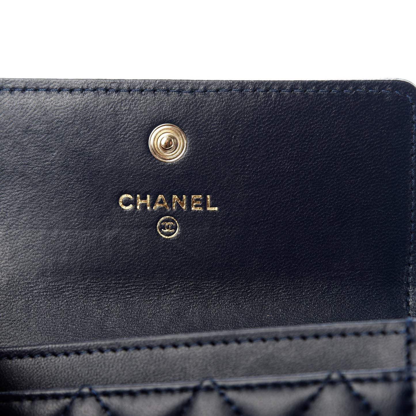 Lambskin Quilted Boy Card Holder Wallet Navy