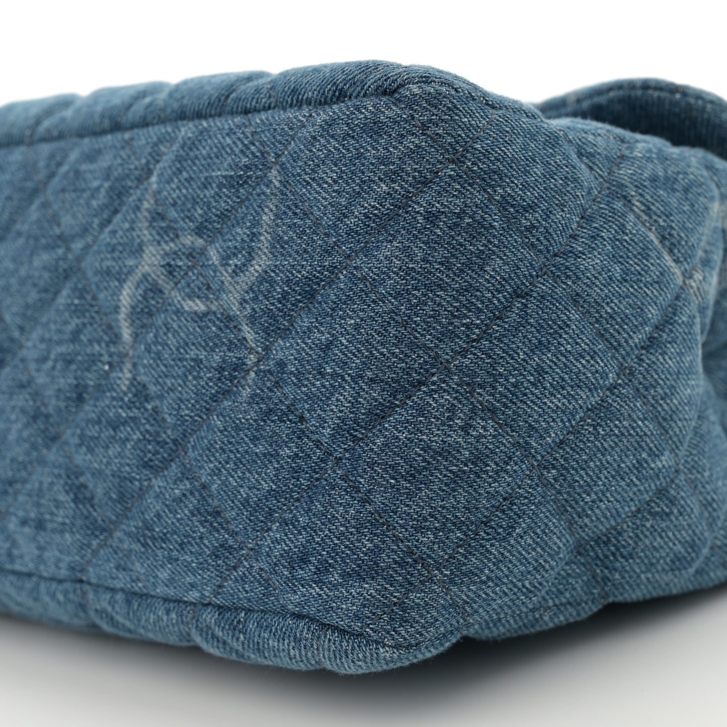 Denim Quilted CC Print Jumbo Single Flap Blue