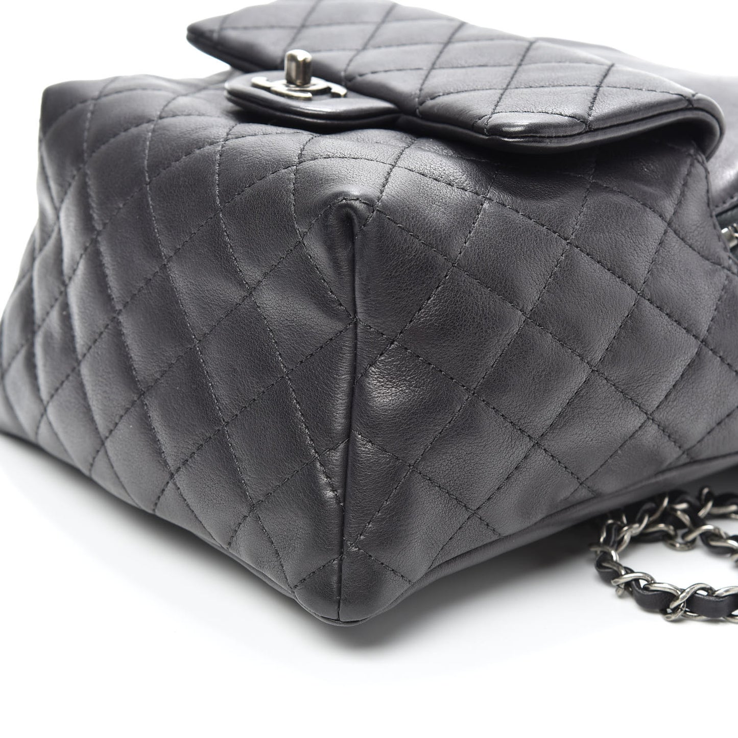 Lambskin Quilted Drawstring Backpack Black