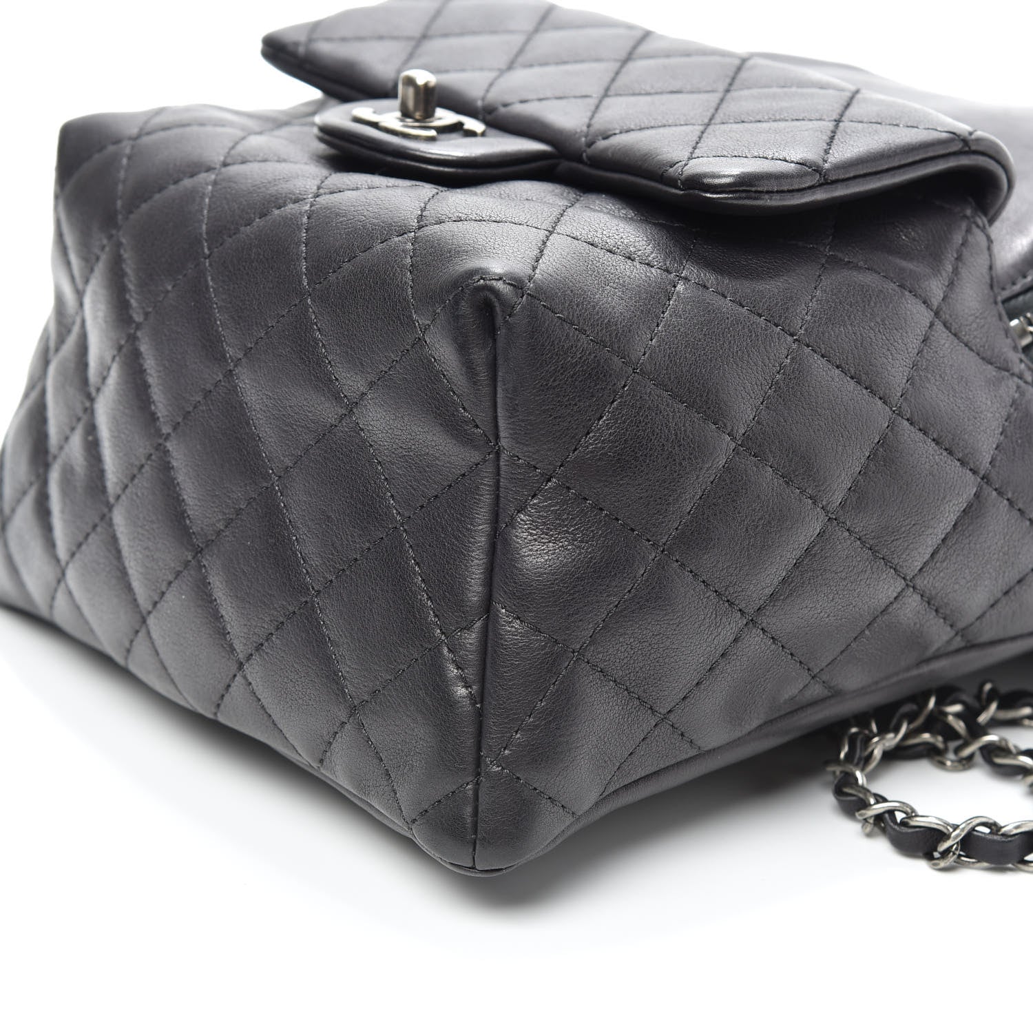 Chanel Lambskin Quilted Drawstring Backpack Black 10 of 10