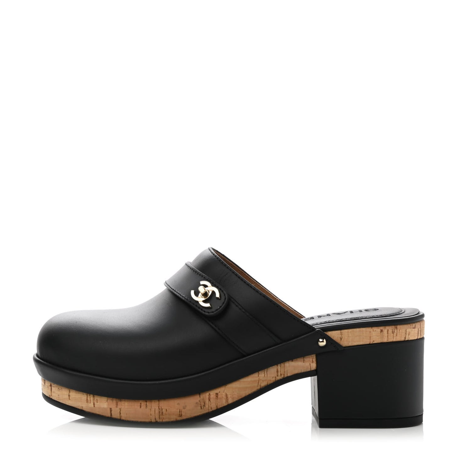 Calfskin CC Turn Lock Clogs 37 Black