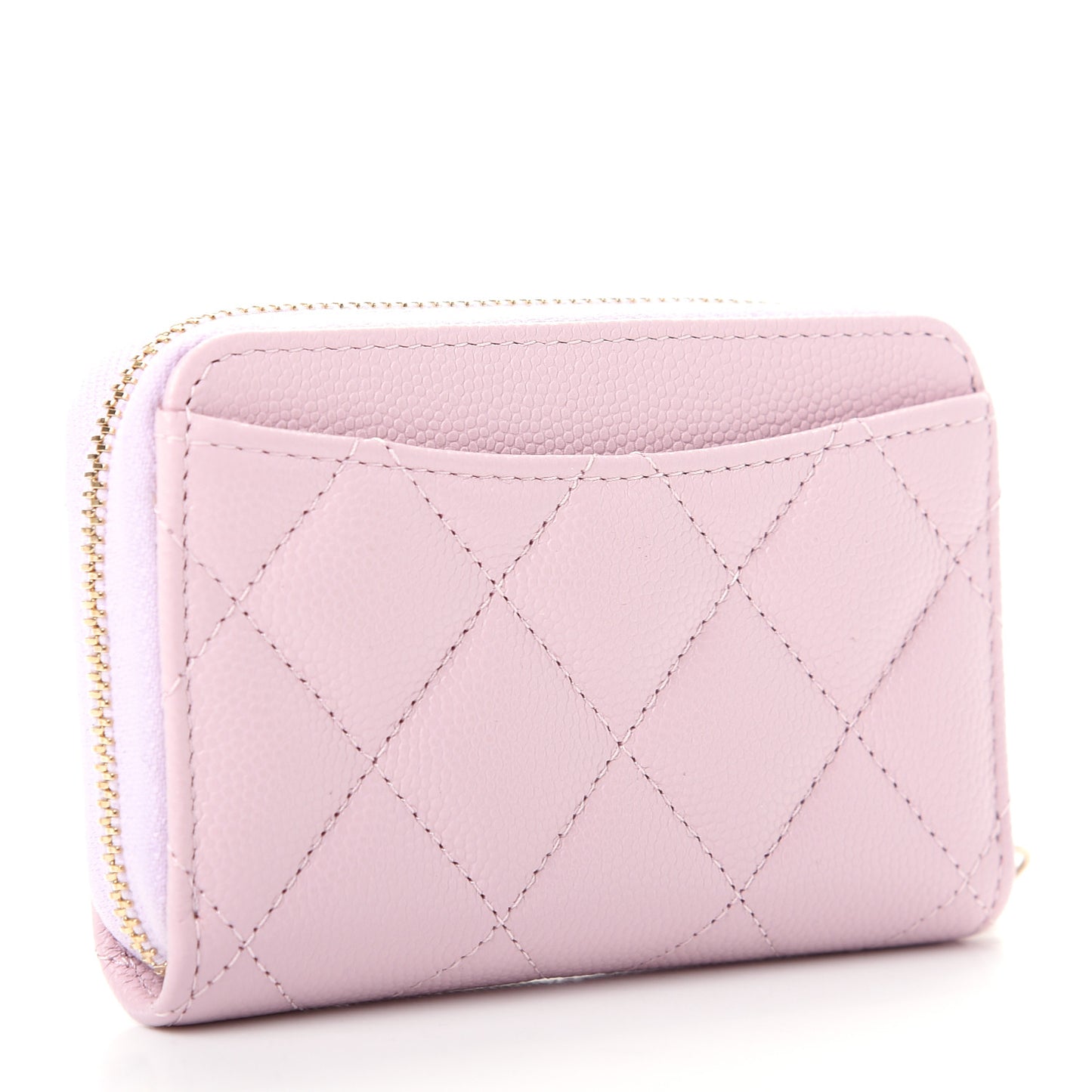 Caviar Quilted Zip Coin Purse Light Pink