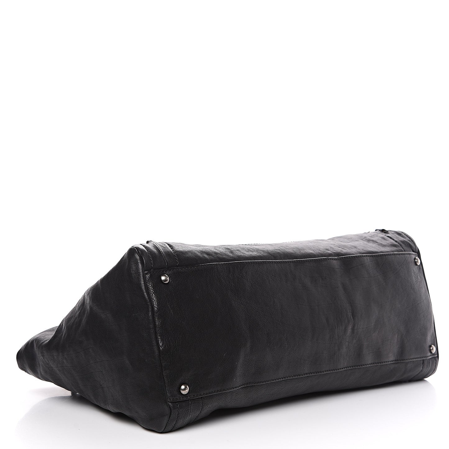 Glazed Calfskin East West Modern Chain Tote Black