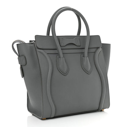 Celine Drummed Calfskin Micro Luggage Kohl 2 of 10