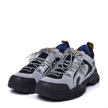 Gucci X SEGA Mesh Technical Canvas Calfskin Reflective Mens Flashtrek Sneakers 9 Silver Black 2 of 10