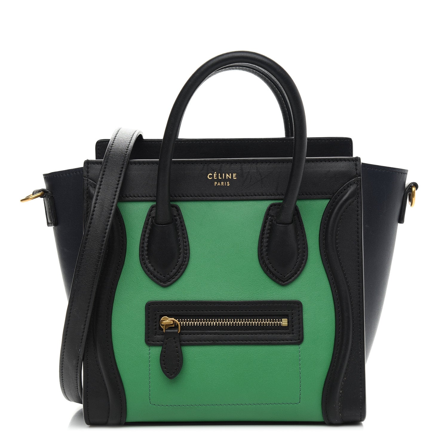 Celine Smooth Calfskin Nano Bi-Color Luggage Grass 1 of 13