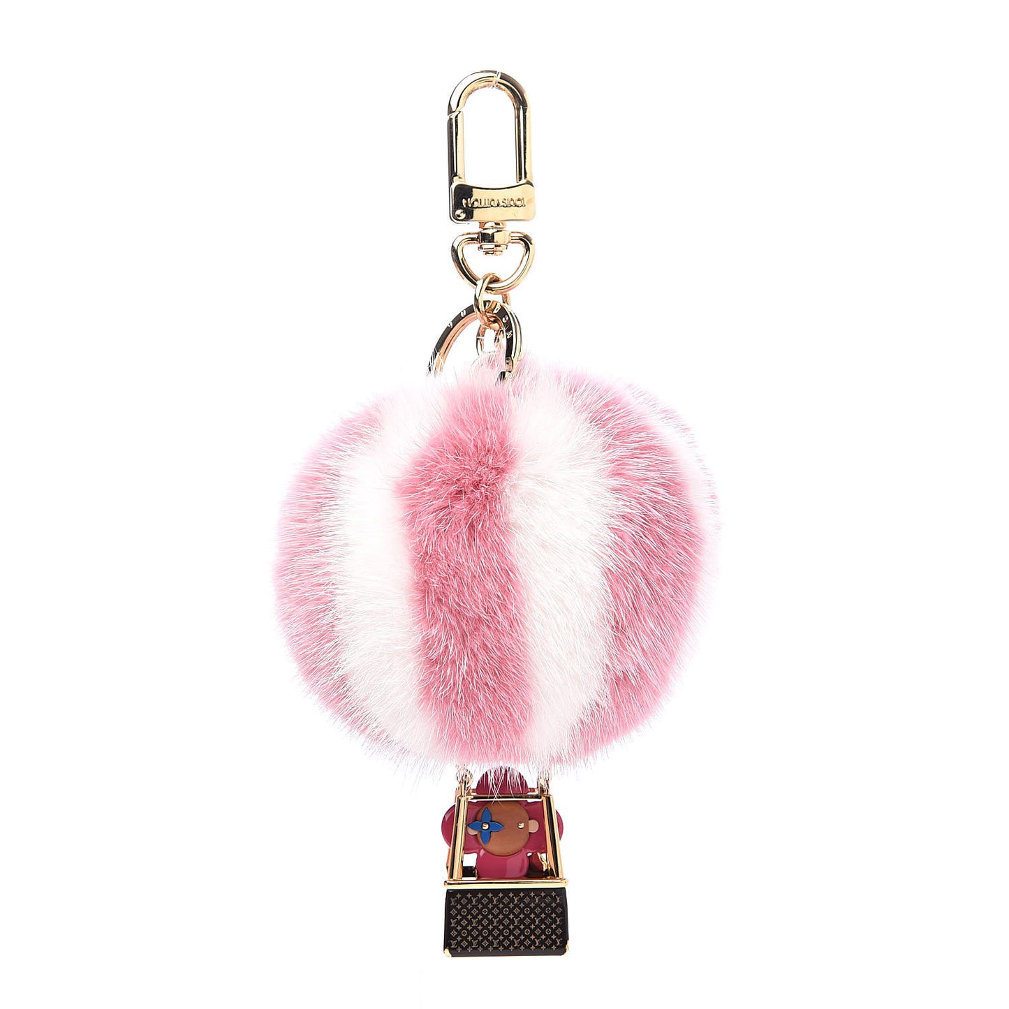 Mink Fur Vivienne Balloon Bag Charm Key Holder Pink