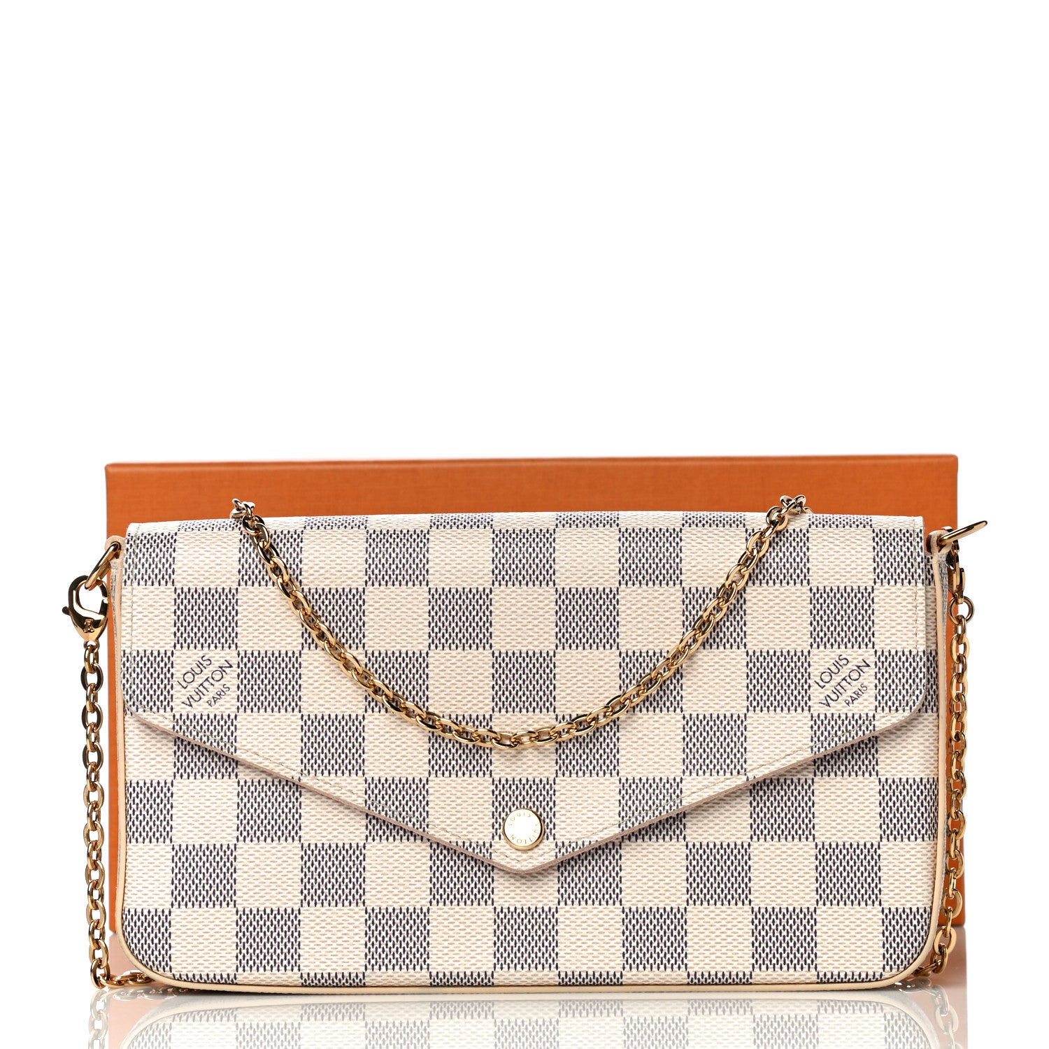 Louis Vuitton Damier Azur Pochette Felicie Chain Wallet Rose Ballerine 11 of 11