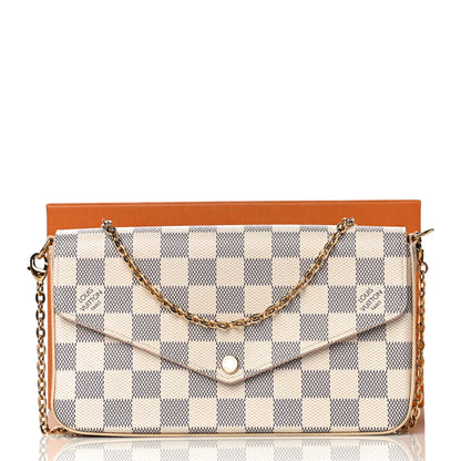 Louis Vuitton Damier Azur Pochette Felicie Chain Wallet Rose Ballerine 11 of 11