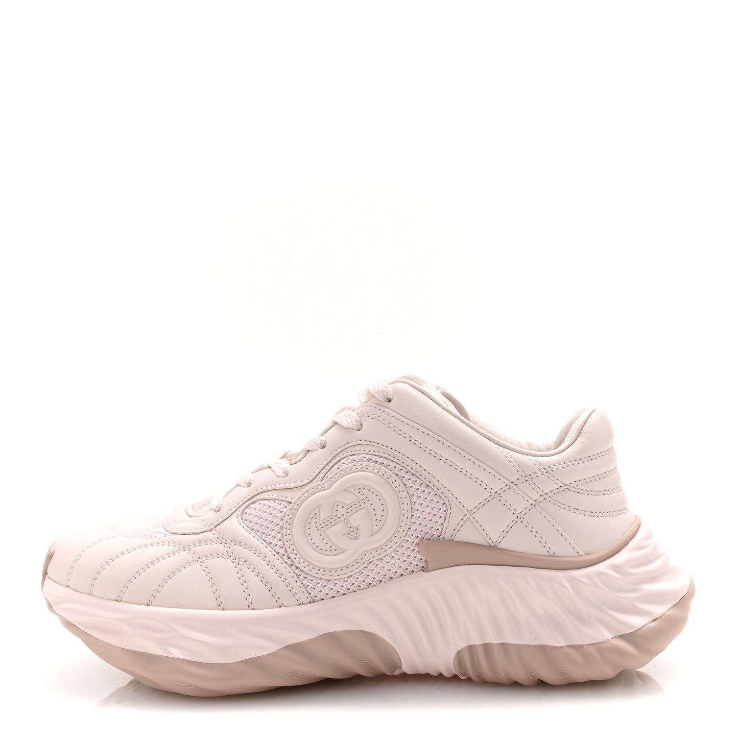 Calfskin Interlocking G Ripple Womens Platform Sneakers 38.5 Light Pink