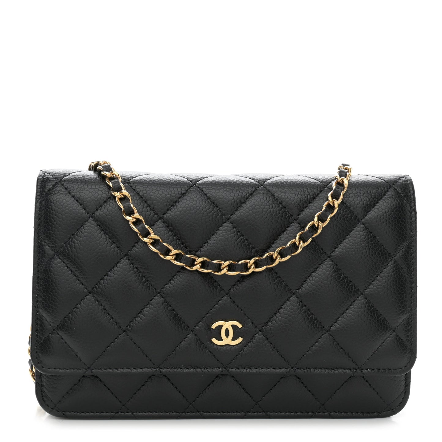 Caviar Quilted Wallet on Chain WOC Black