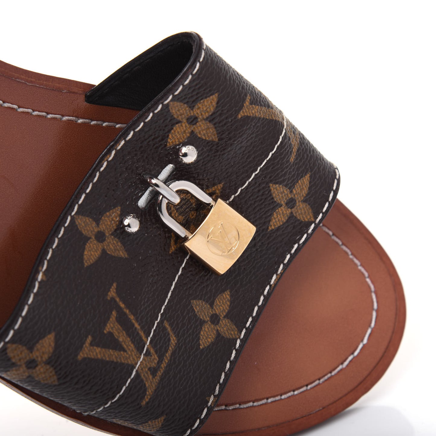 Monogram Lock It Flat Mules 39 Brown