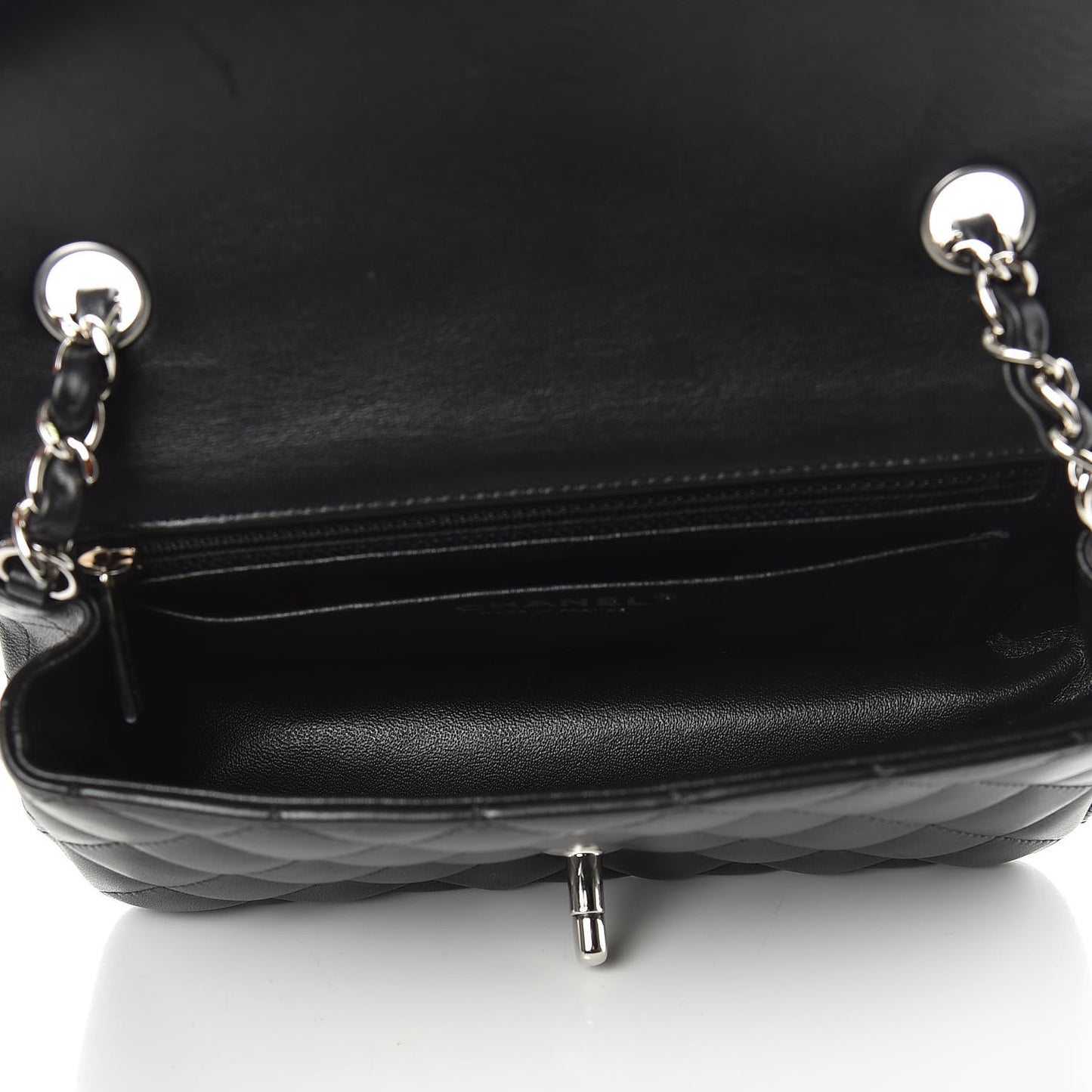 Lambskin Quilted Mini Rectangular Flap Black