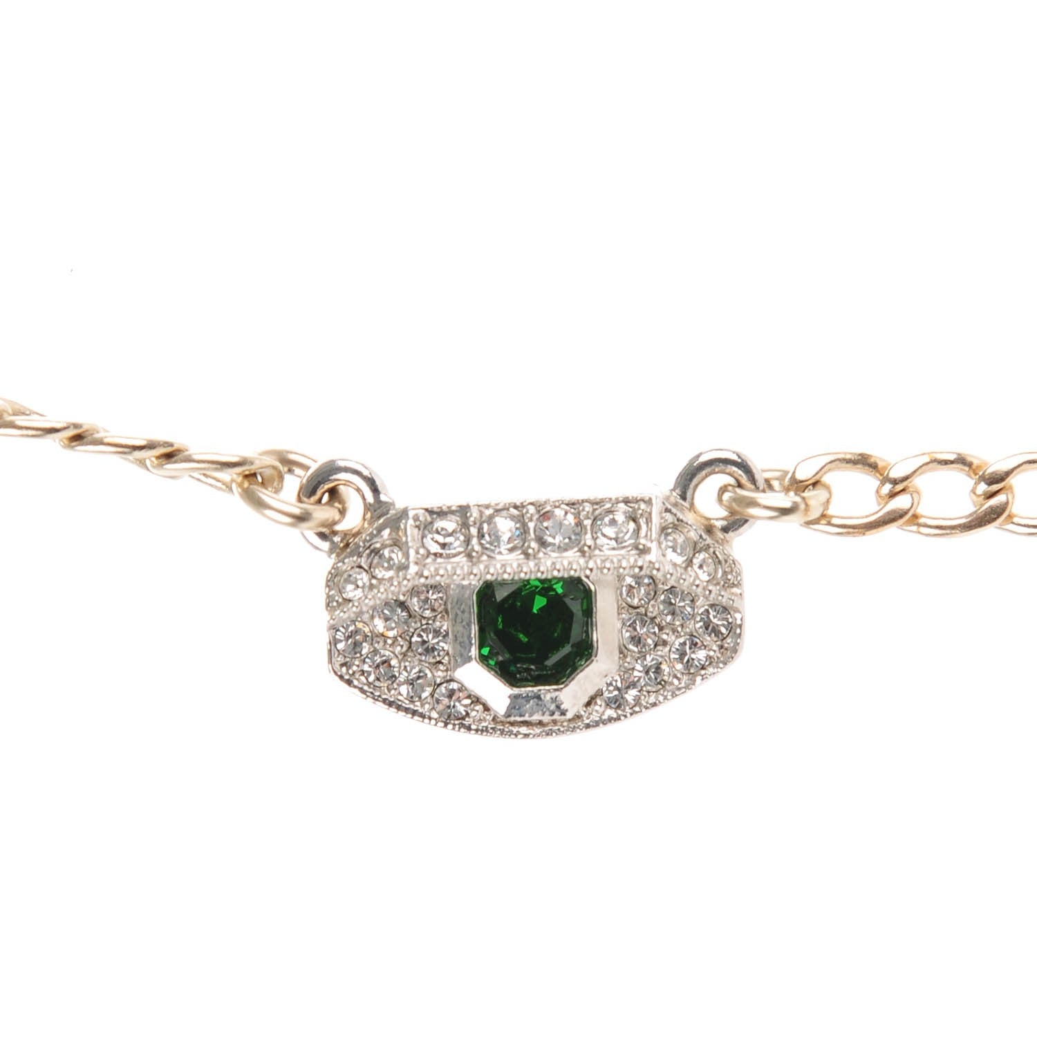 Chanel Crystal Heart Eye CC Charm Necklace Gold Silver 4 of 7