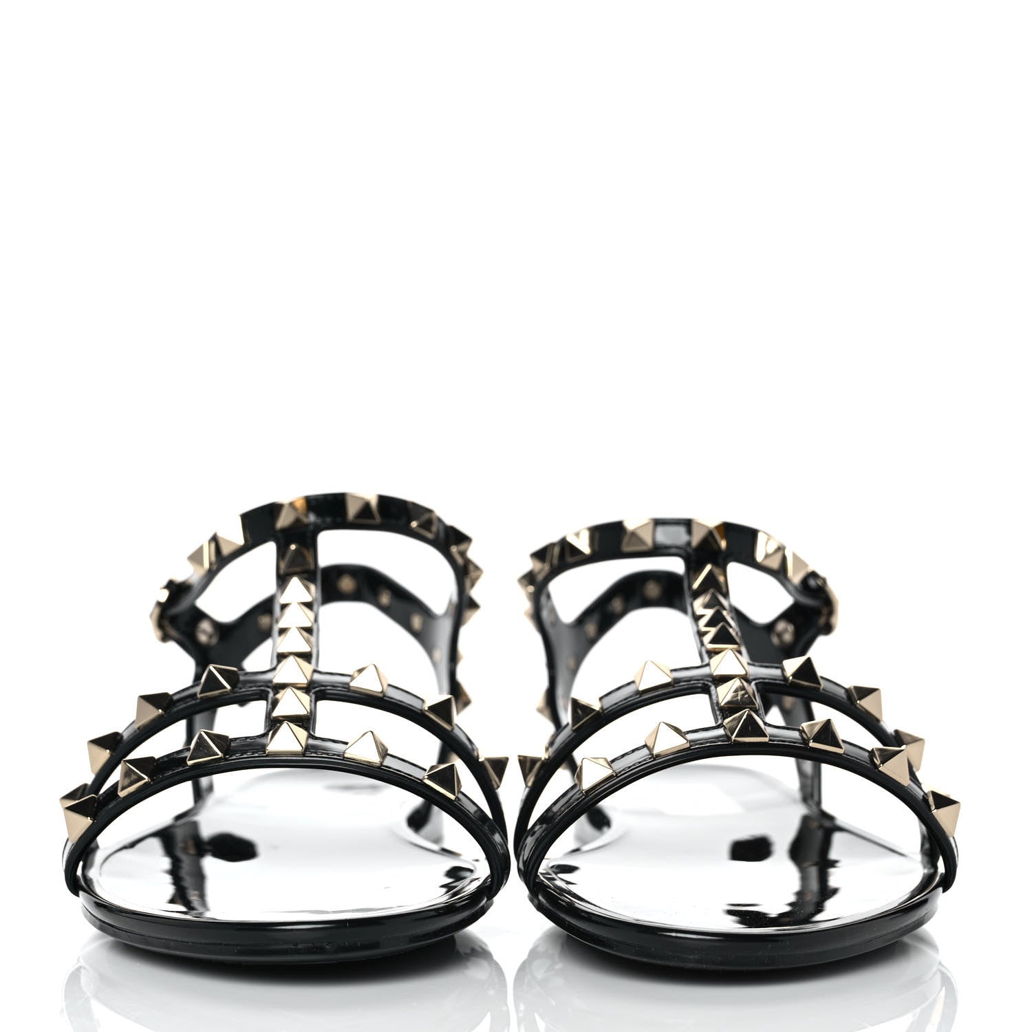 Valentino Garavani PVC Jelly Rockstud Caged Sandals 38 Black 2 of 8