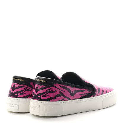 Saint Laurent Nappa Zebra Womens Venice Slip On Sneakers 39 Fuchsia Black 4 of 10