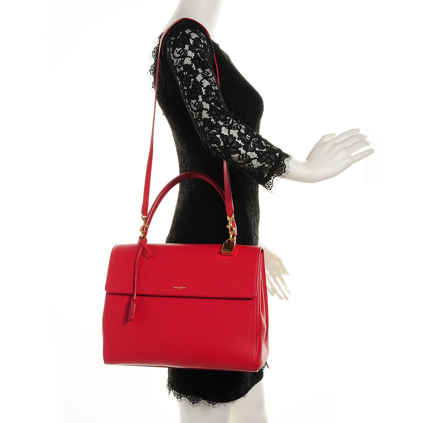 Calfskin Medium Moujik Top Handle Bag Lipstick Red