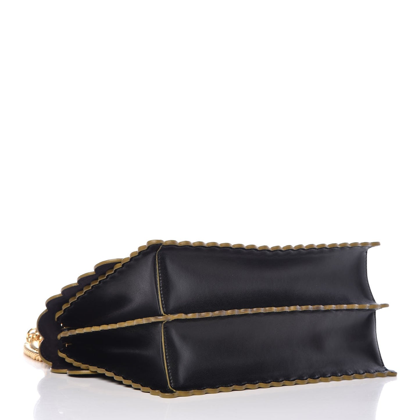 Vitello Liberty Scalloped Studded Kan I Shoulder Bag Black