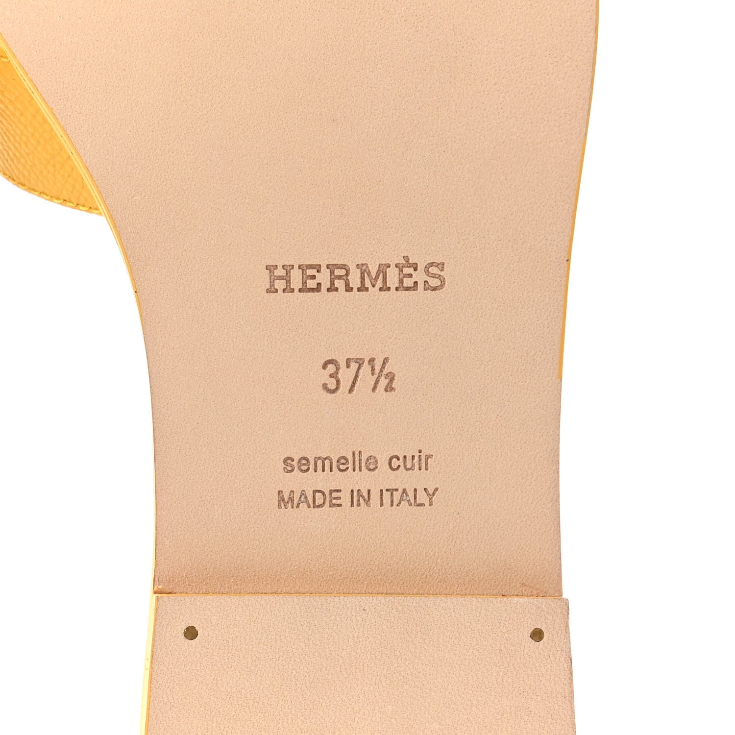 Hermes Epsom Oran Sandals 37.5 Jaune Sable 7 of 9