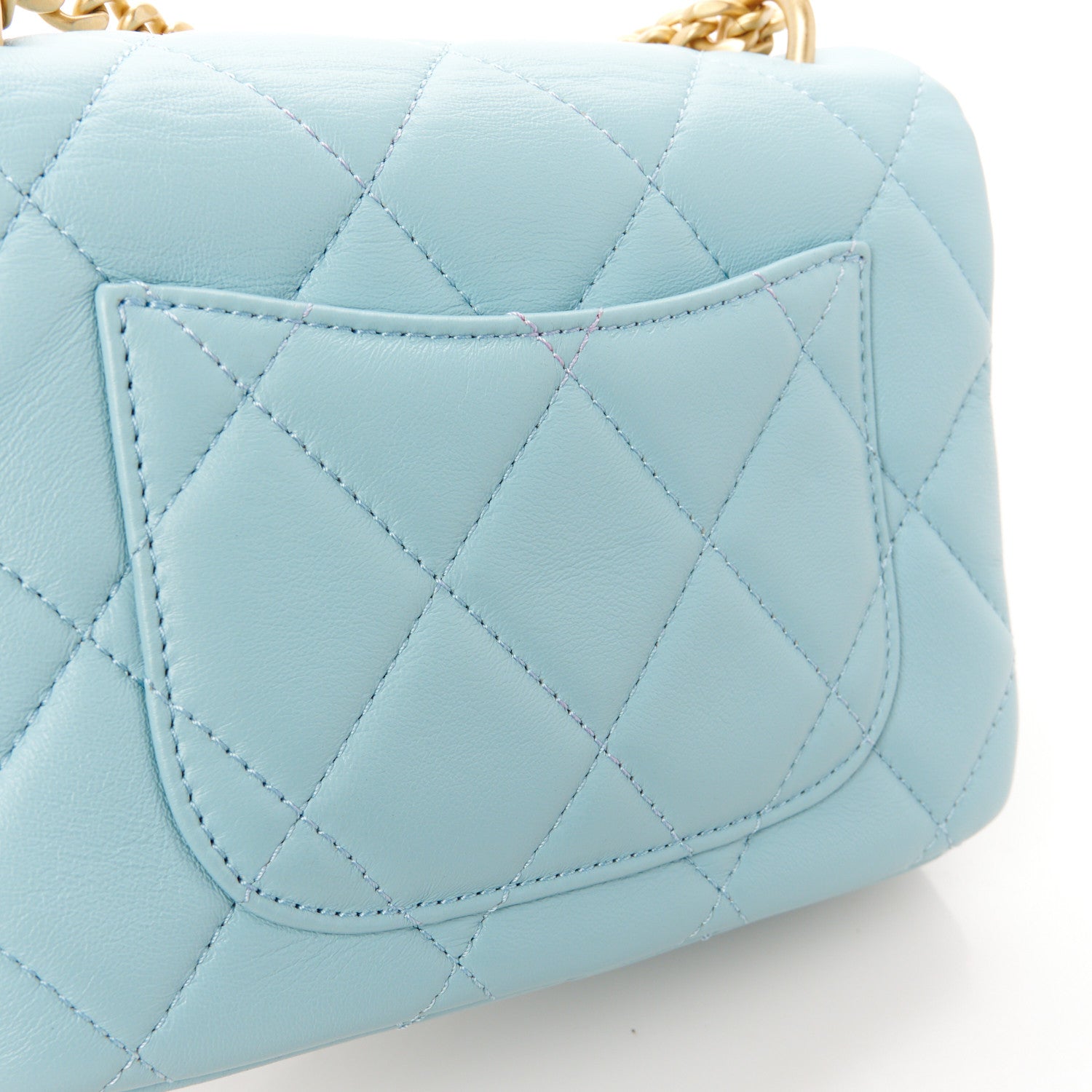 Chanel Lambskin Enamel Quilted Mini Pending CC Square Flap Light Blue 13 of 16